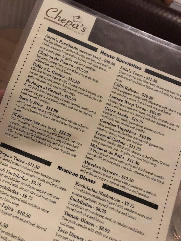 Chepa's Mexican Grill - Allen, TX menu_pic