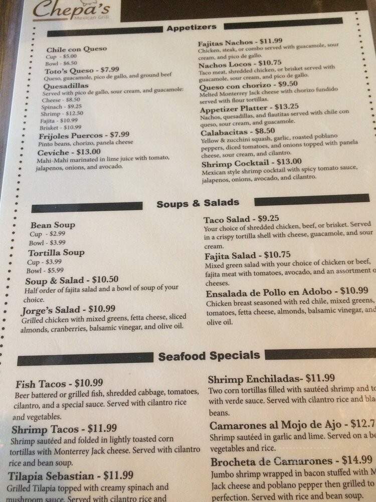 Chepa's Mexican Grill - Allen, TX menu_pic