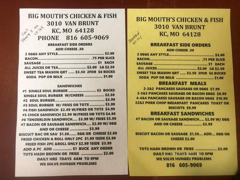 Big Mouths Chicken Fish Tenderloin - Kansas City, MO menu_pic