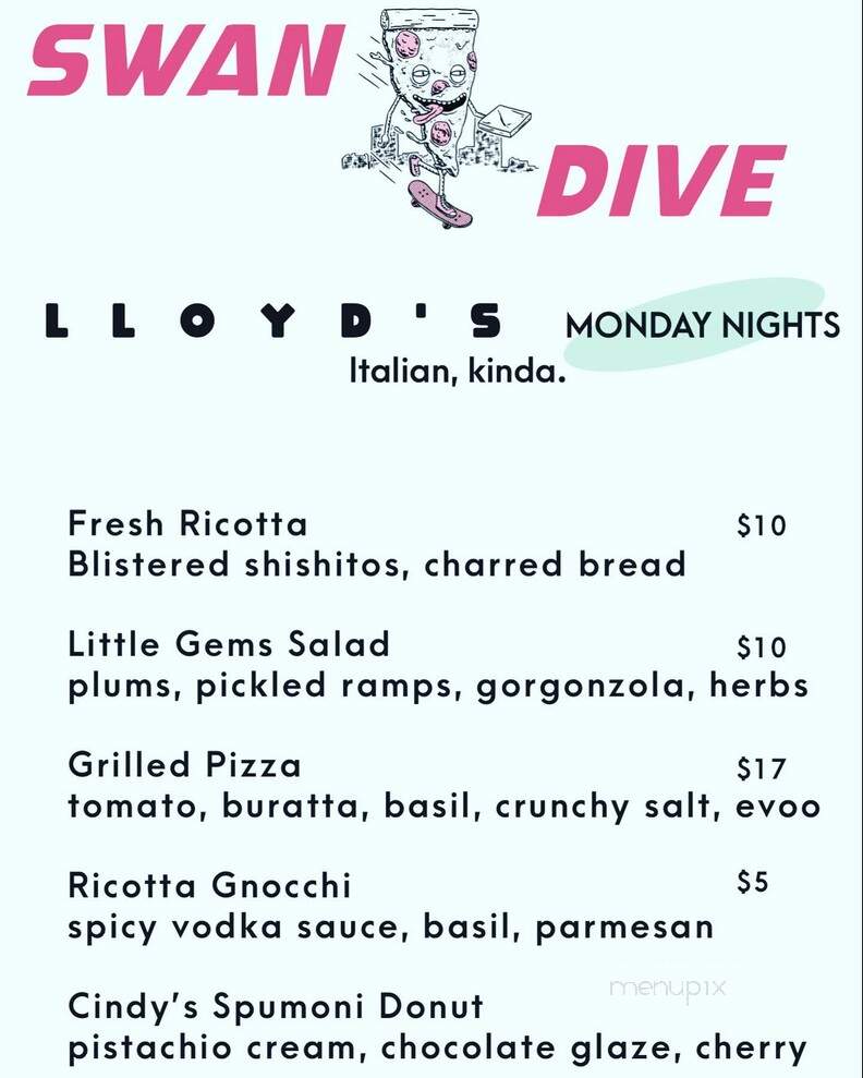 Swan Dive - Rochester, NY menu_pic