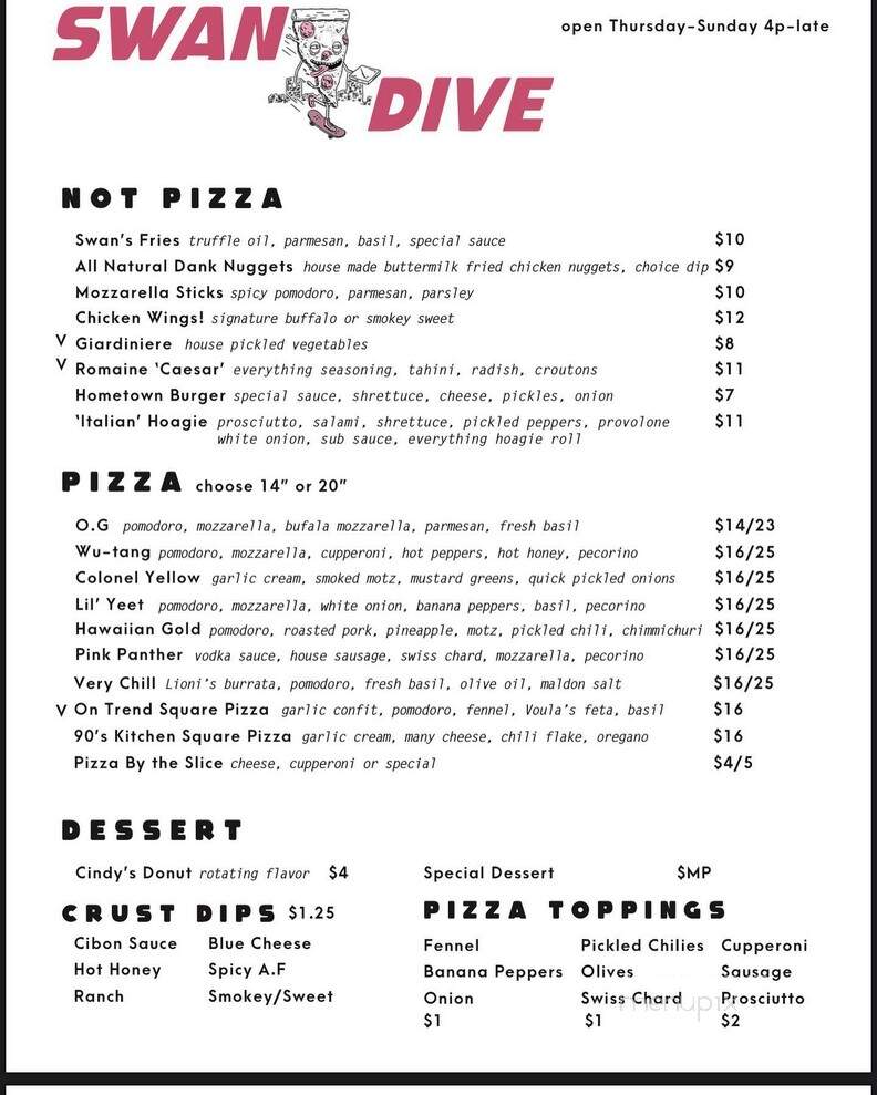 Swan Dive - Rochester, NY menu_pic