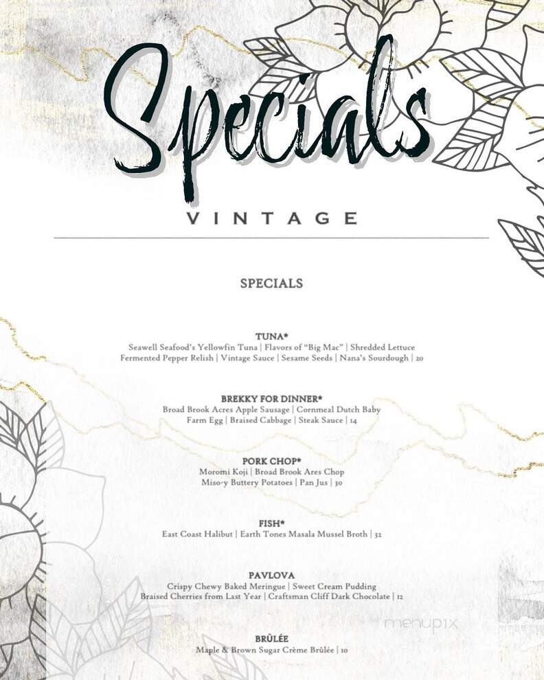 Vintage - Colchester, CT menu_pic