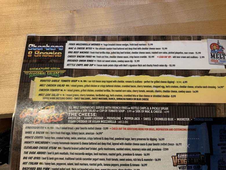Melt Cedar Point - Sandusky, OH menu_pic