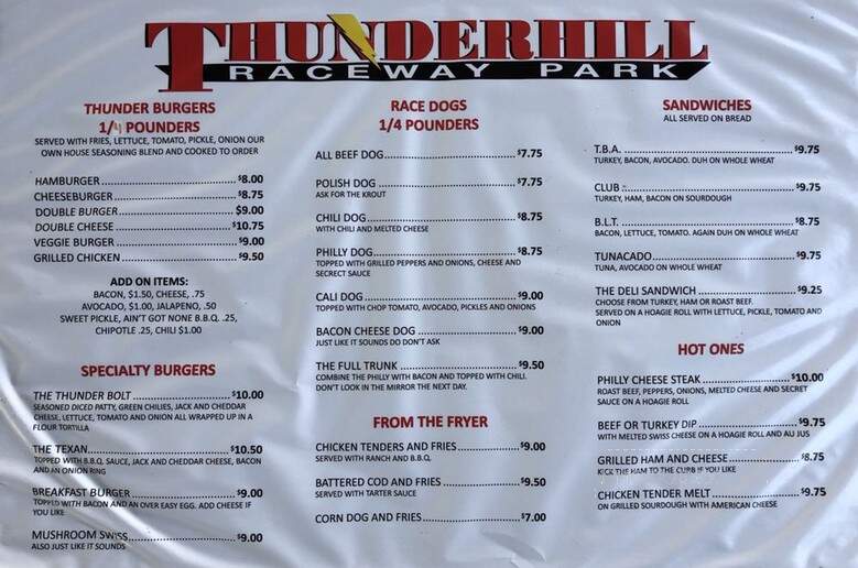 Thunderhill Grill - Willows, CA menu_pic