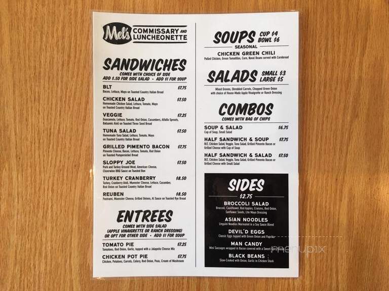 Mel's Commissary & Catering - Carrboro, NC menu_pic