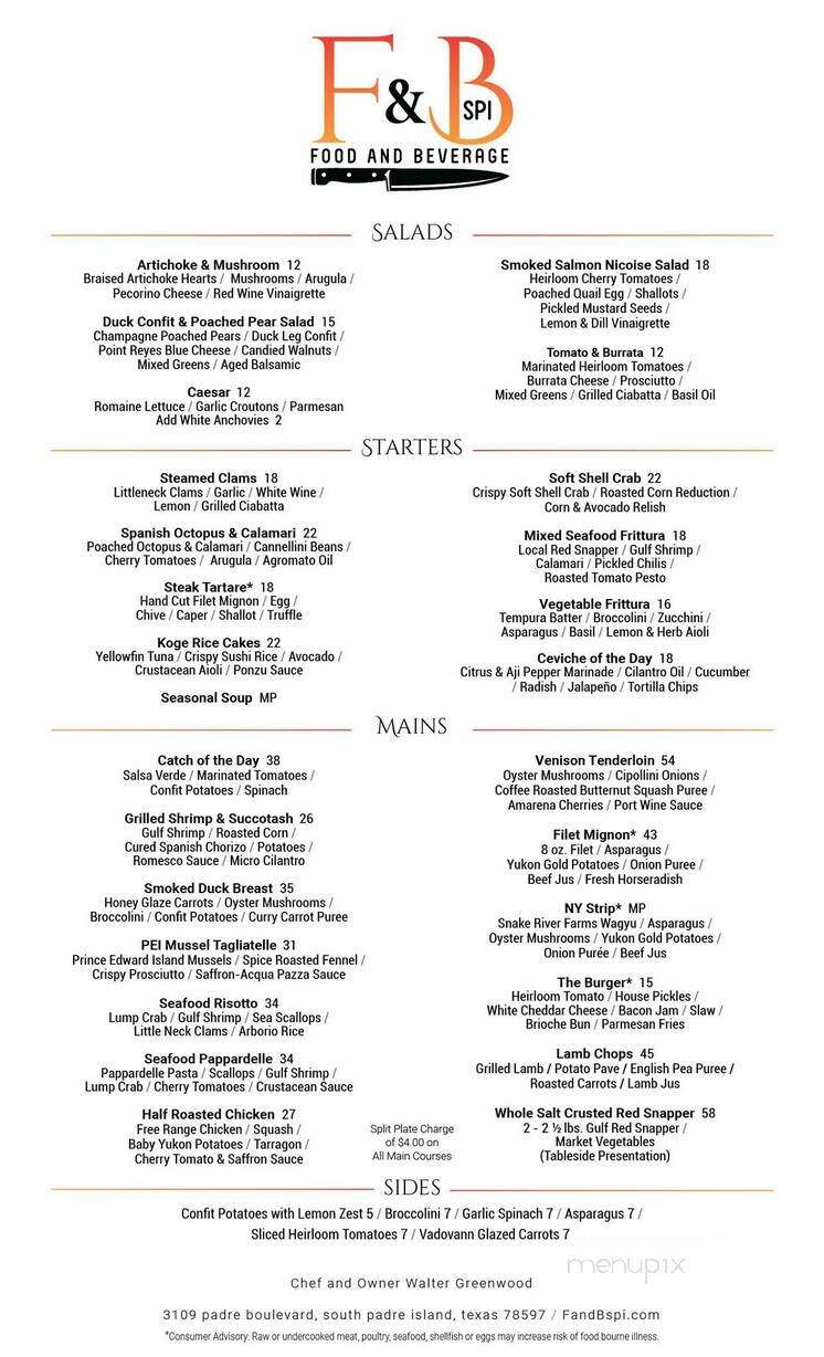 F&B - South Padre Island, TX menu_pic