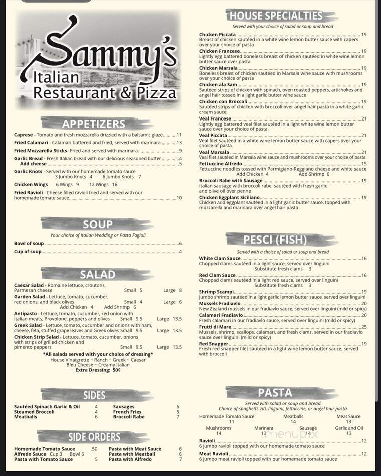 Sammy's Pizzeria & Restaurant - Wildwood, FL menu_pic