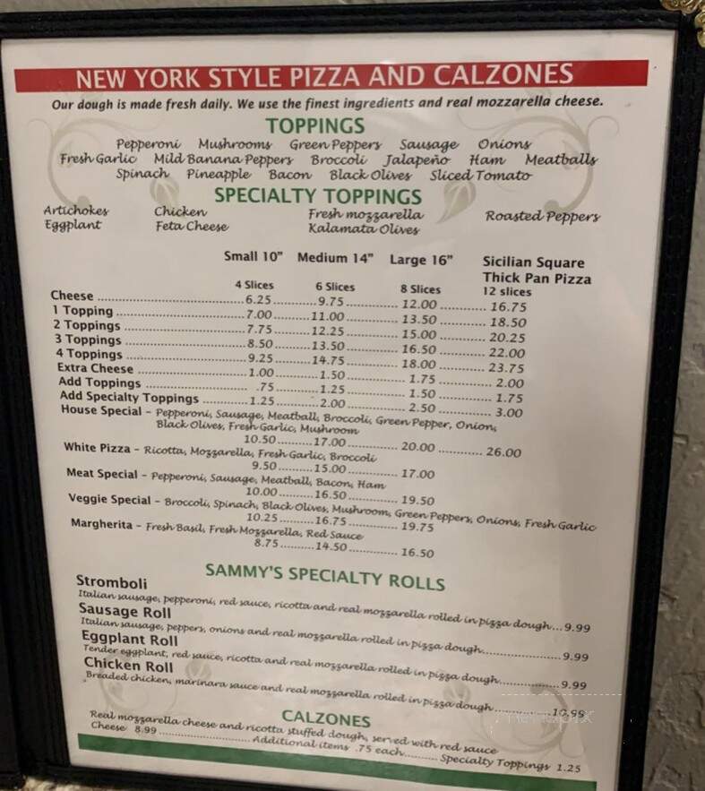 Sammy's Pizzeria & Restaurant - Wildwood, FL menu_pic