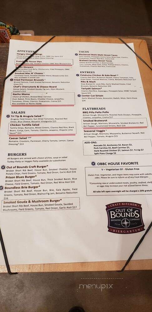 Out of Bounds Craft Kitchen and Biergarten - Folsom, CA menu_pic