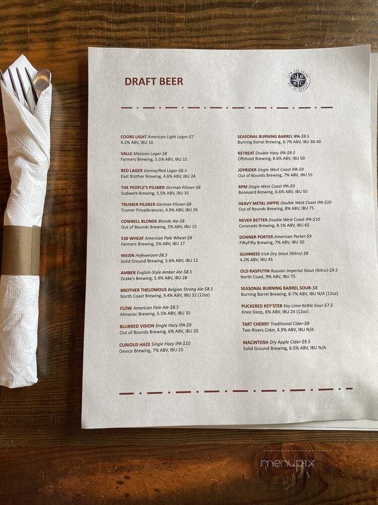 Out of Bounds Craft Kitchen and Biergarten - Folsom, CA menu_pic