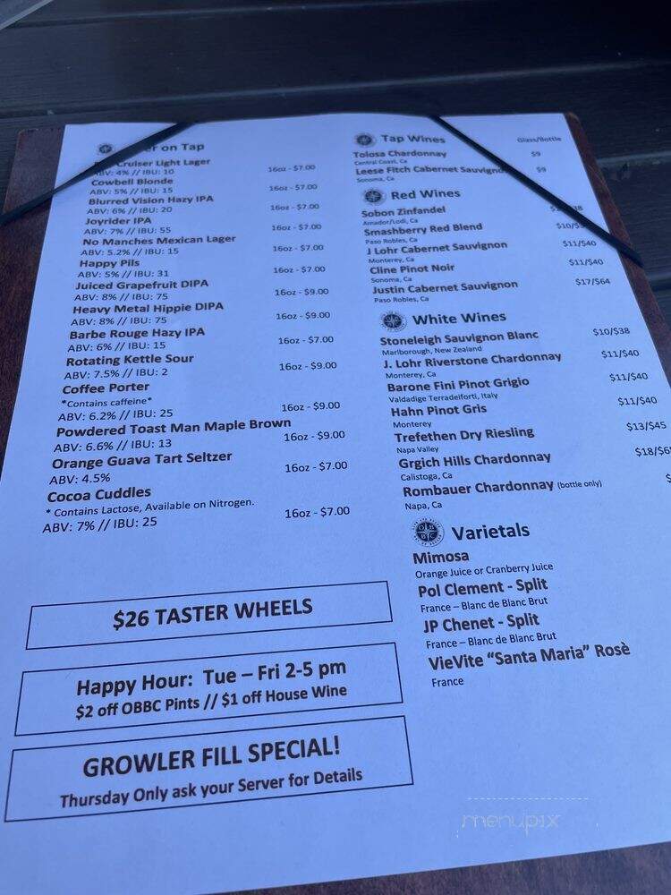 Out of Bounds Craft Kitchen and Biergarten - Folsom, CA menu_pic