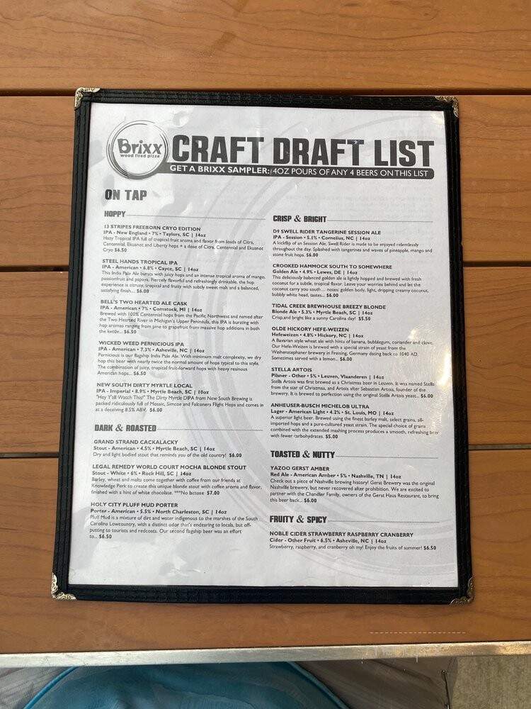 Brixx Wood Fired Pizza - Myrtle Beach, SC menu_pic