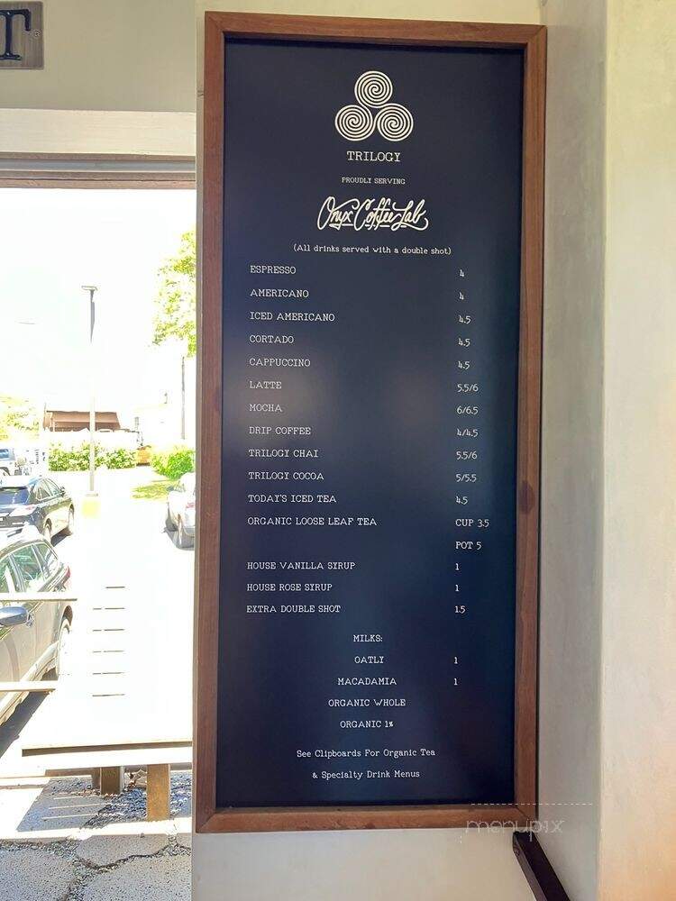 Trilogy Coffee - Kilauea, HI menu_pic