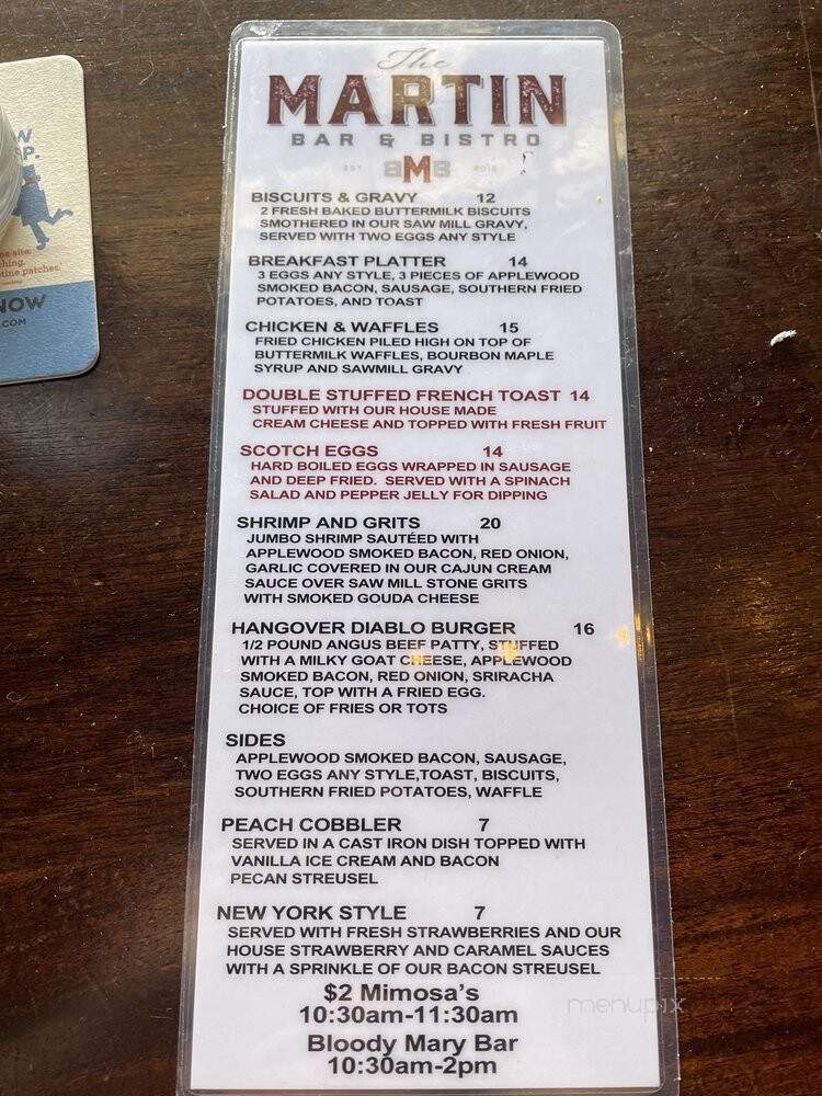 Martin Bar & Bistro - Huntsville, AL menu_pic