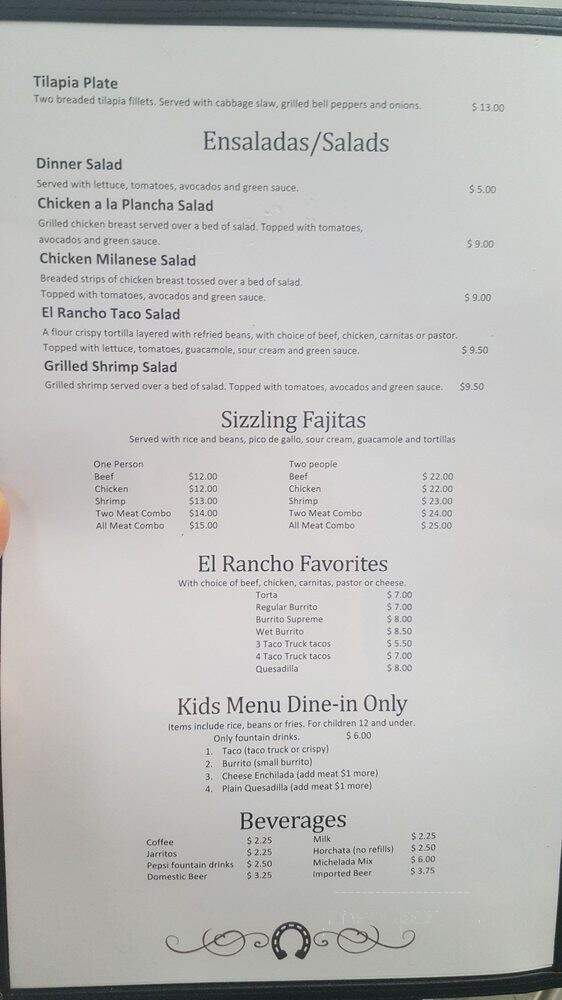 El Rancho Taqueria - Waterford, CA menu_pic