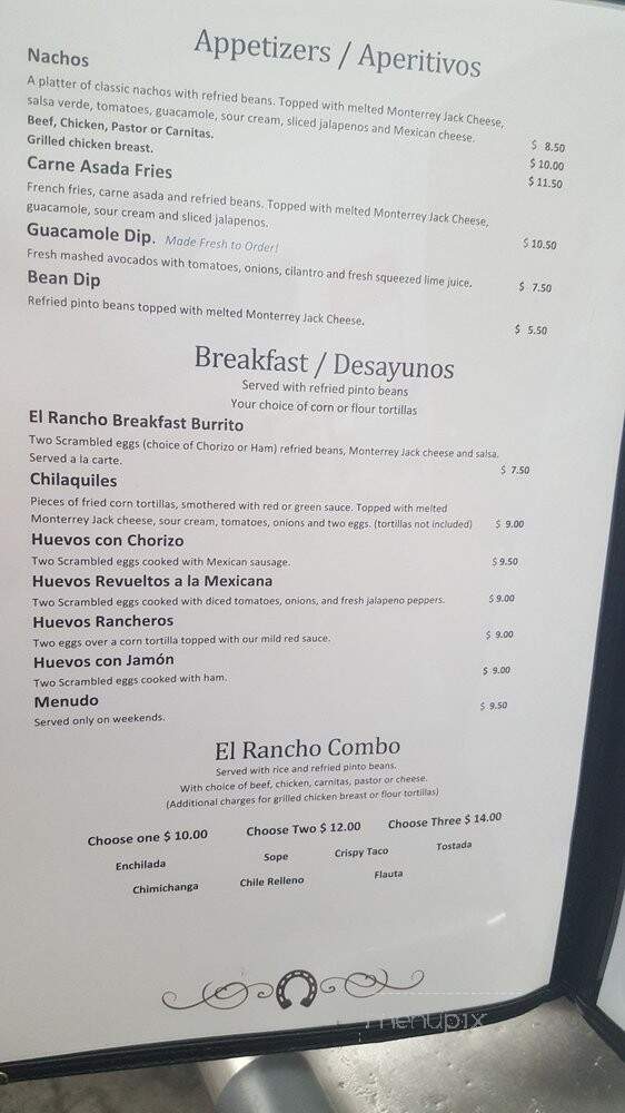 El Rancho Taqueria - Waterford, CA menu_pic