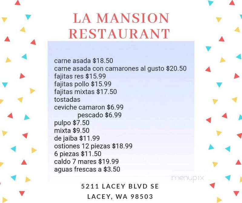 La Mansion - Lacey, WA menu_pic