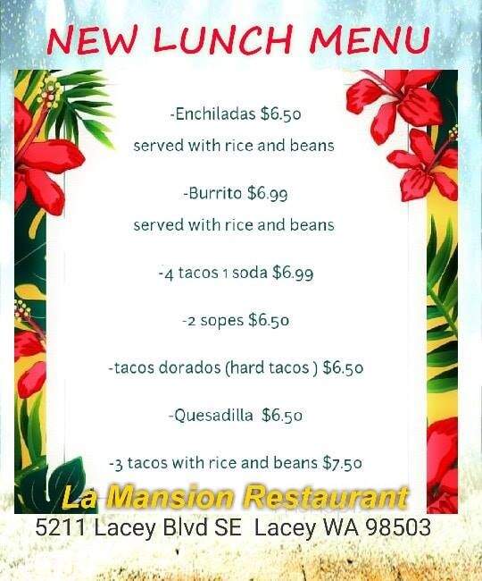 La Mansion - Lacey, WA menu_pic