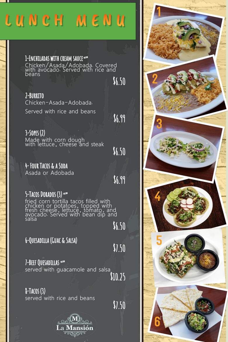 La Mansion - Lacey, WA menu_pic