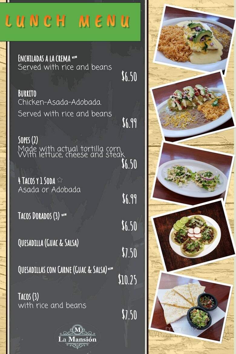 La Mansion - Lacey, WA menu_pic