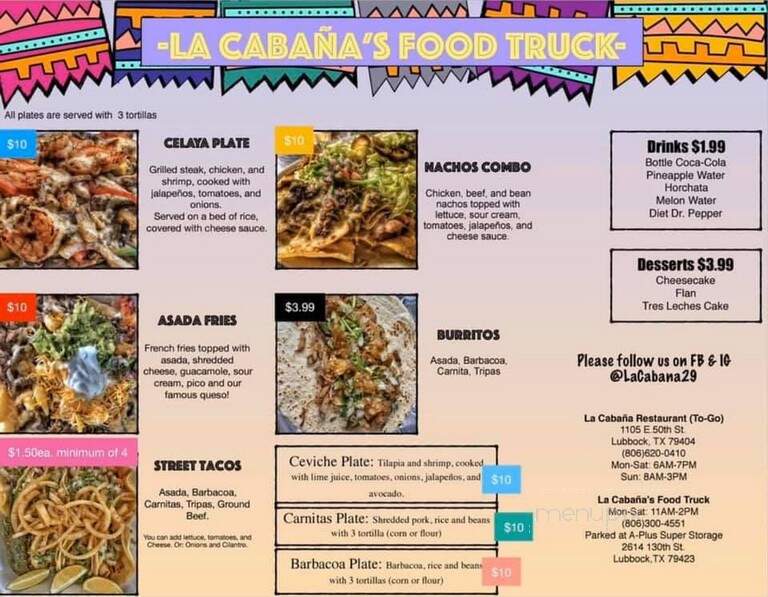 La Cabana - Lubbock, TX menu_pic
