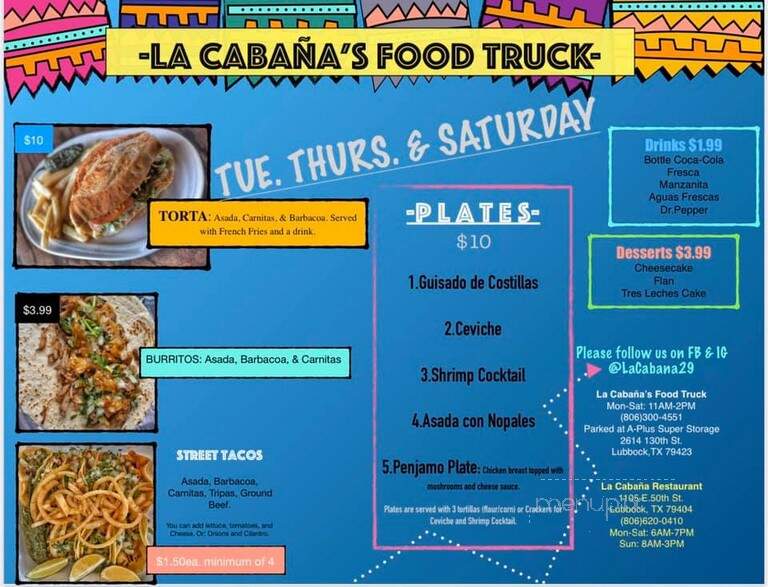La Cabana - Lubbock, TX menu_pic