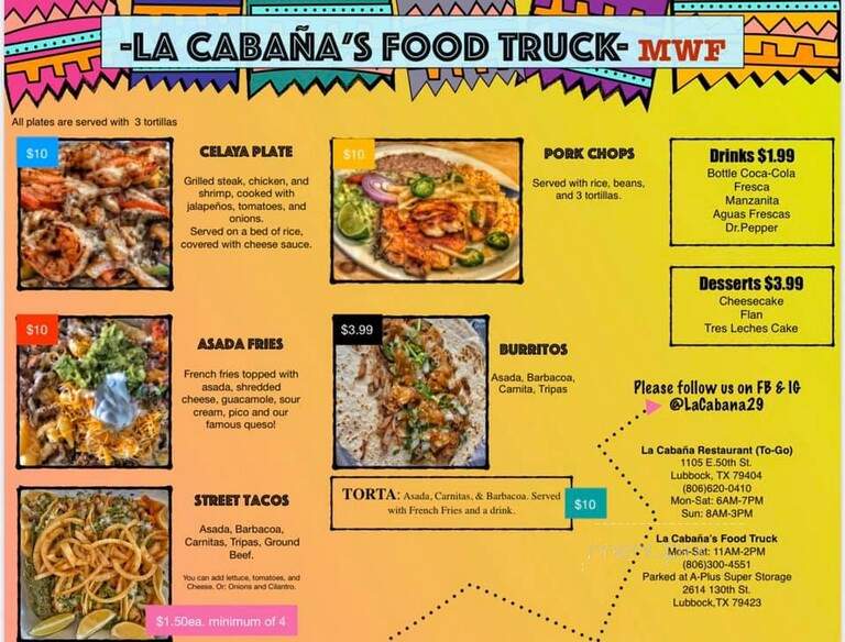 La Cabana - Lubbock, TX menu_pic