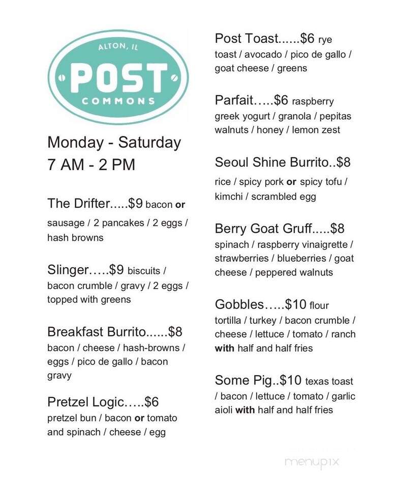 Post Commons - Alton, IL menu_pic