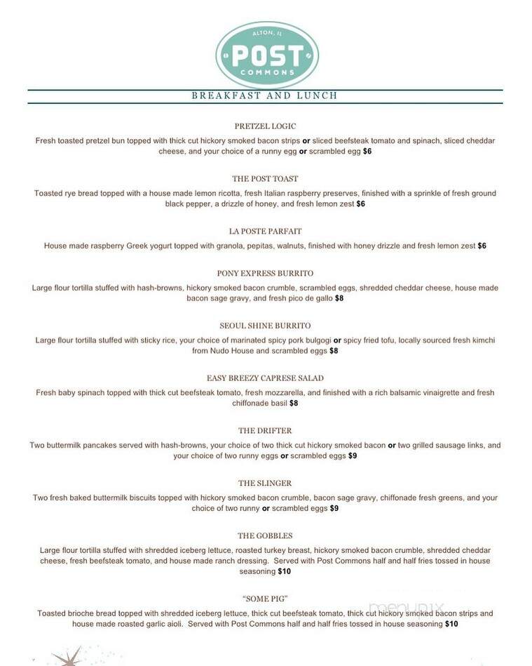 Post Commons - Alton, IL menu_pic