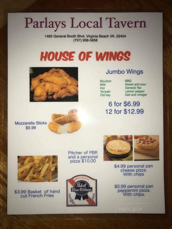 Parlay's Local Tavern - Virginia Beach, VA menu_pic