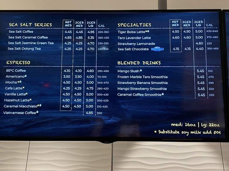 85 Degree C Bakery Cafe - Austin, TX menu_pic