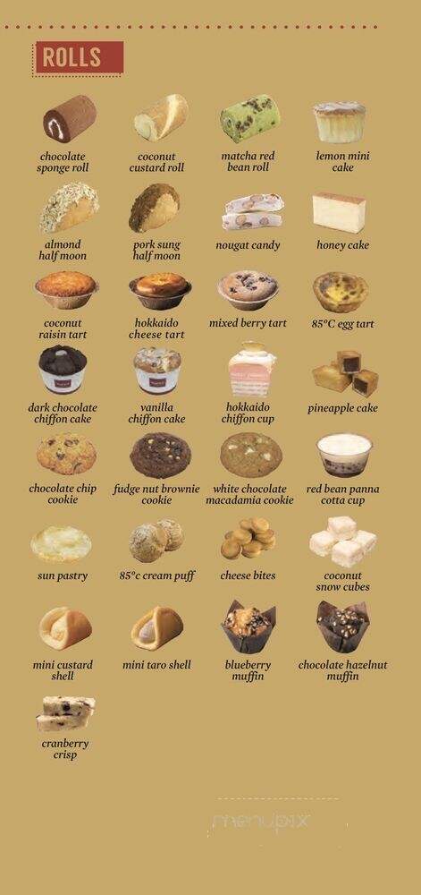 85 Degree C Bakery Cafe - Austin, TX menu_pic
