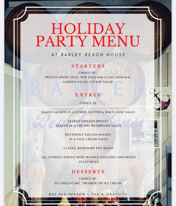 The Barley Beach House - Rye, NY menu_pic