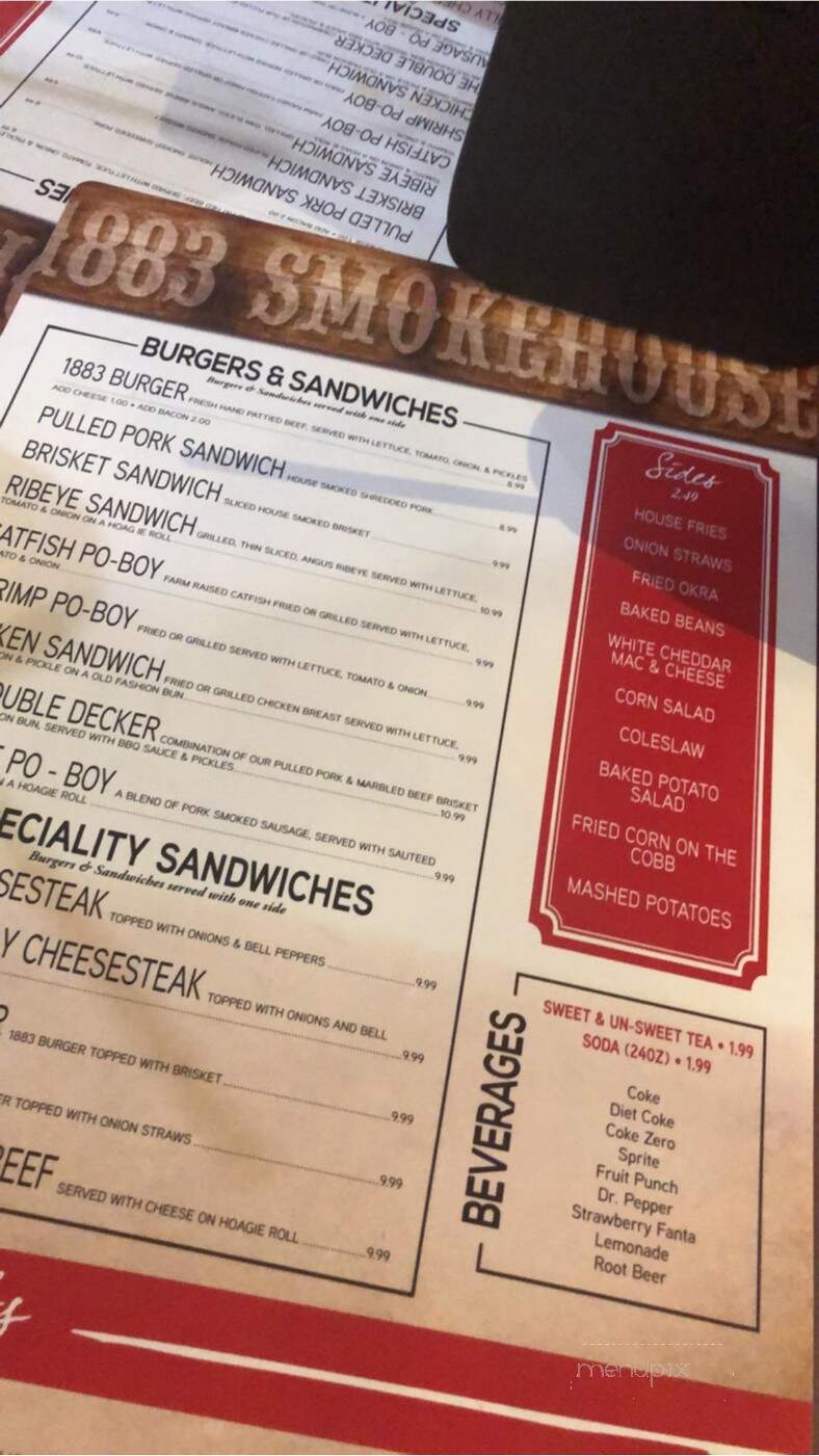 1883 Smokehouse - Starkville, MS menu_pic