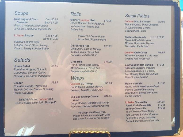 Mainely Lobster Cafe - Old Orchard Beach, ME menu_pic