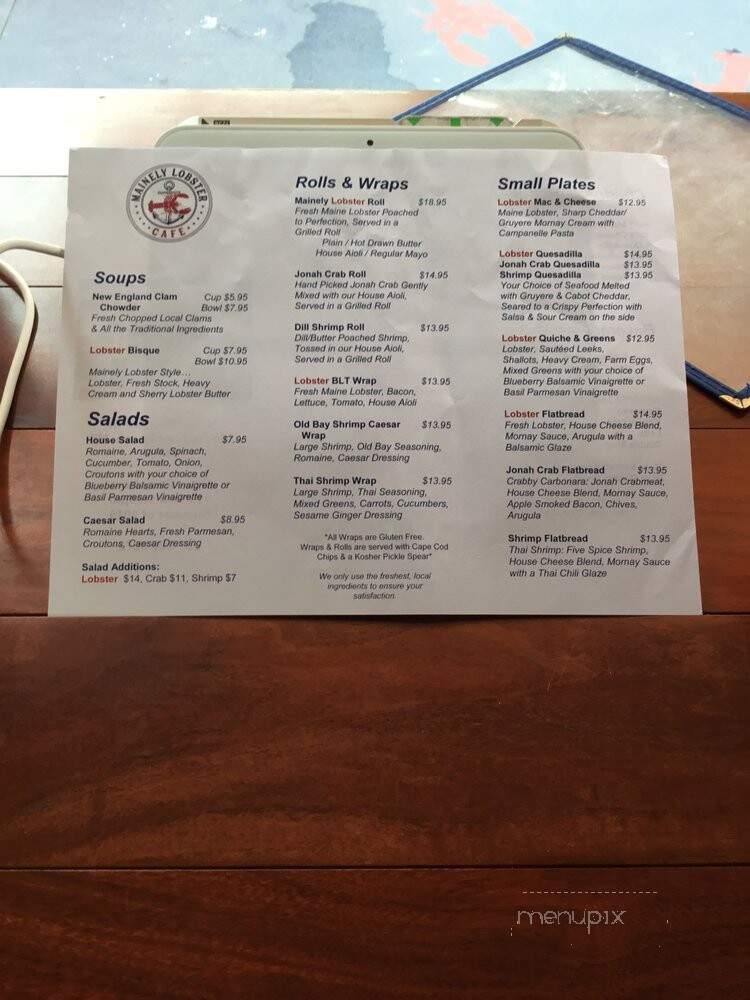 Mainely Lobster Cafe - Old Orchard Beach, ME menu_pic