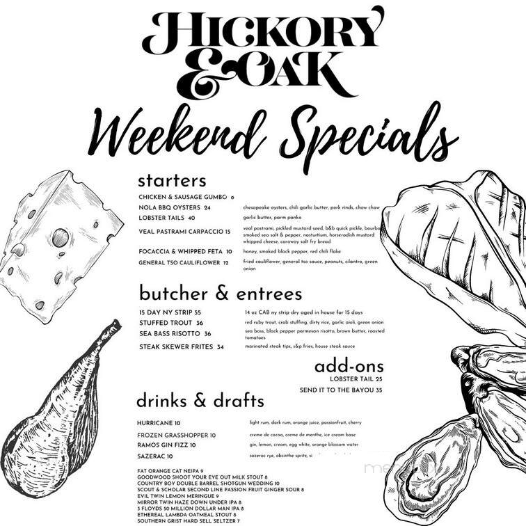 Hickory & Oak - Bowling Green, KY menu_pic