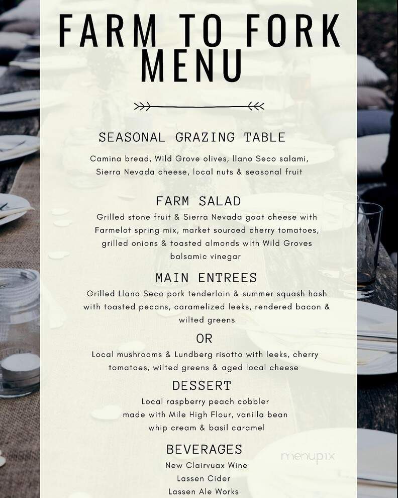 Mill Creek Resort - Mill Creek, CA menu_pic