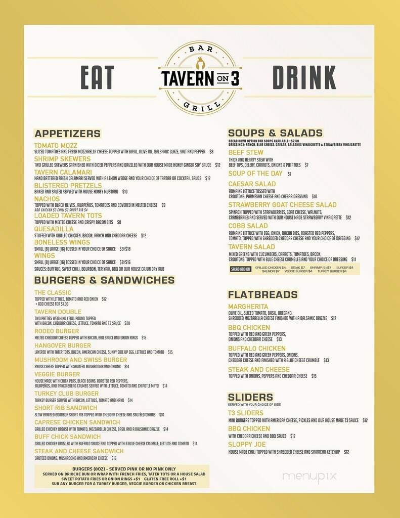 Tavern on 3 - Rocky Hill, CT menu_pic