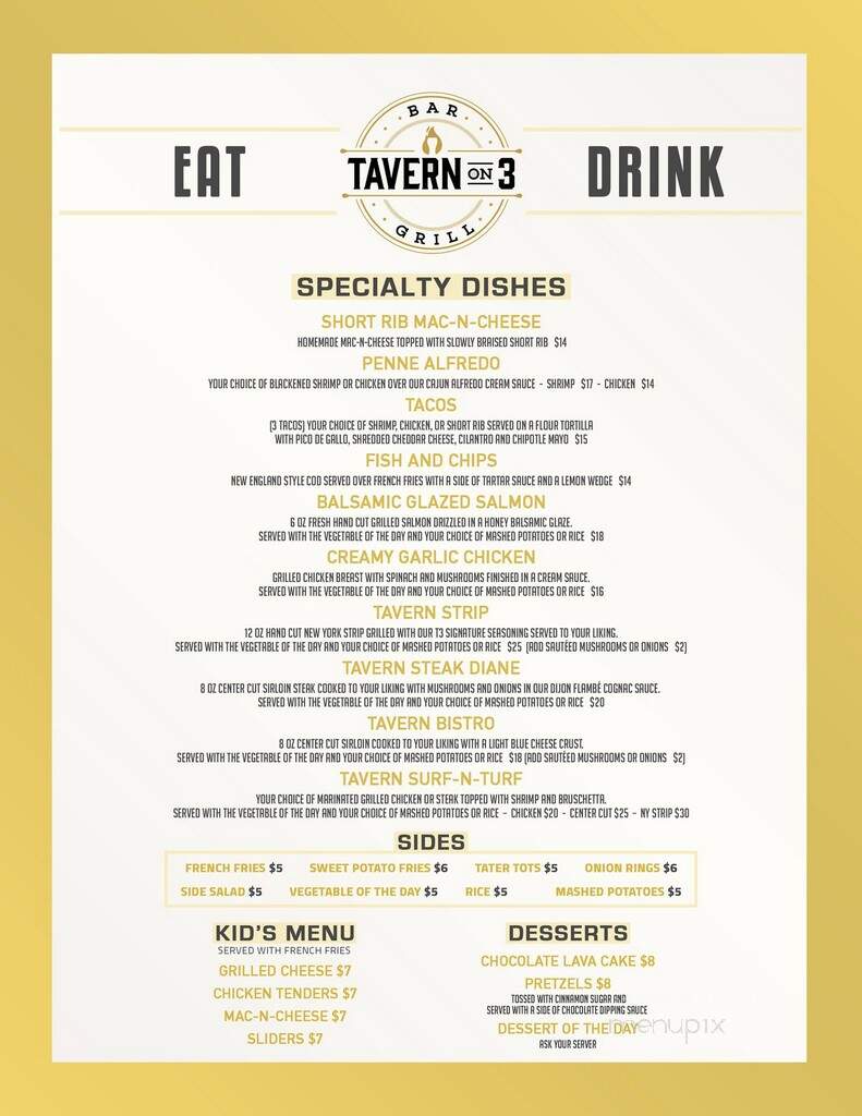Tavern on 3 - Rocky Hill, CT menu_pic