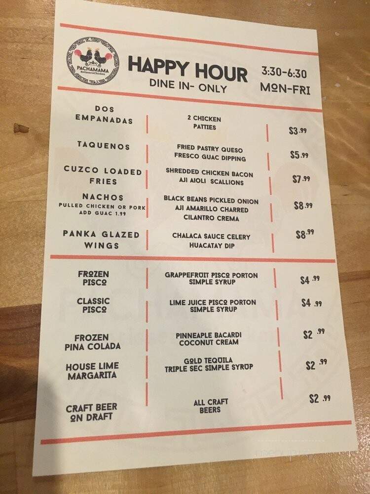 Pachamama Rotisserie Chicken - Newark, DE menu_pic