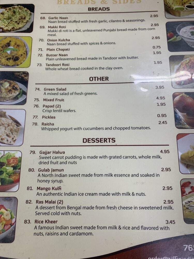 Tiffin Indian & American Food - Cambridge City, IN menu_pic