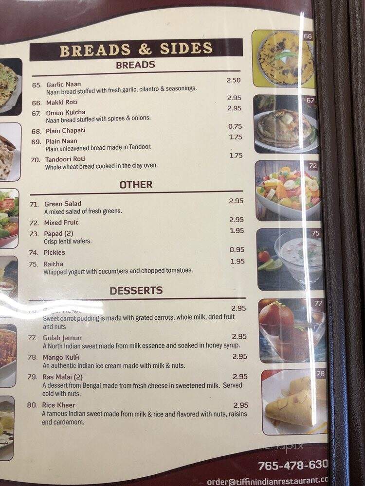 Tiffin Indian & American Food - Cambridge City, IN menu_pic