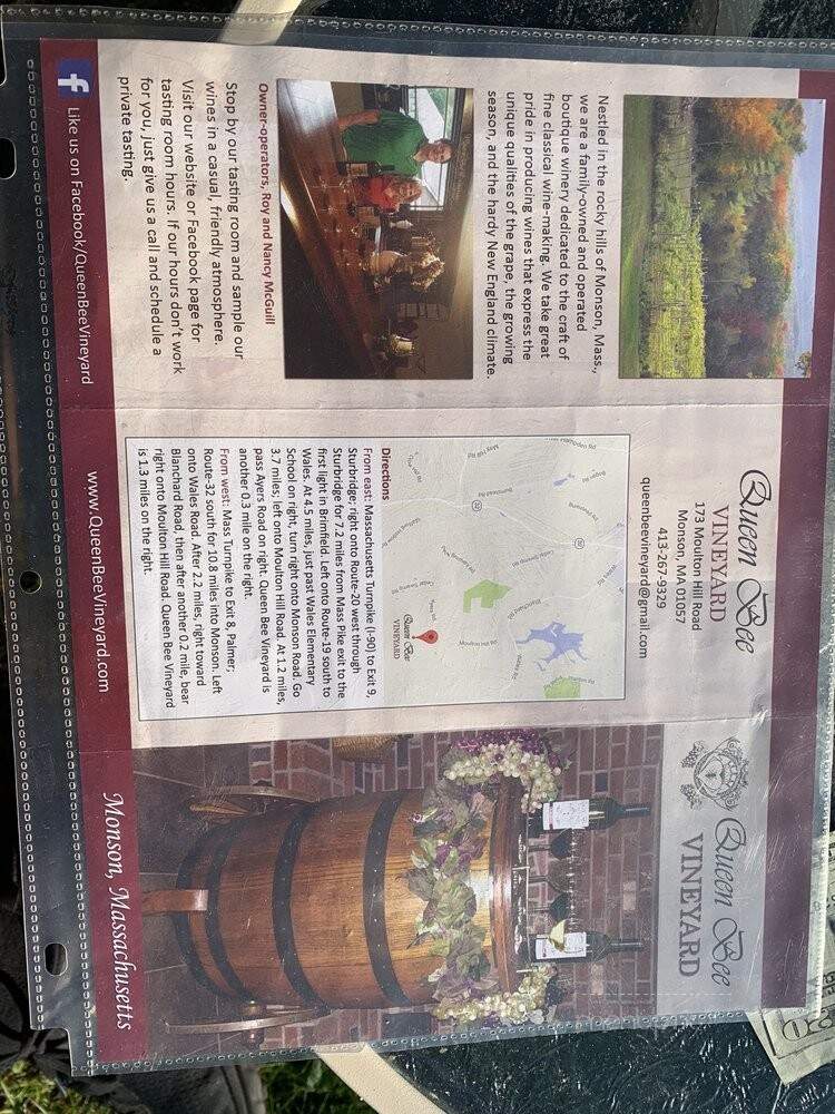 Queen Bee Vineyard - Monson, MA menu_pic
