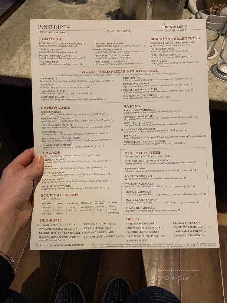 Pinstripes - Orange Village, OH menu_pic