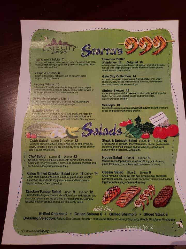 Gate City Sports Grill - Greensboro, NC menu_pic