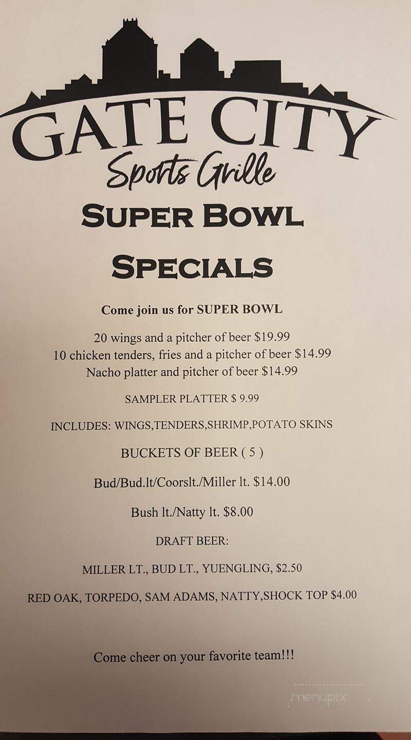 Gate City Sports Grill - Greensboro, NC menu_pic