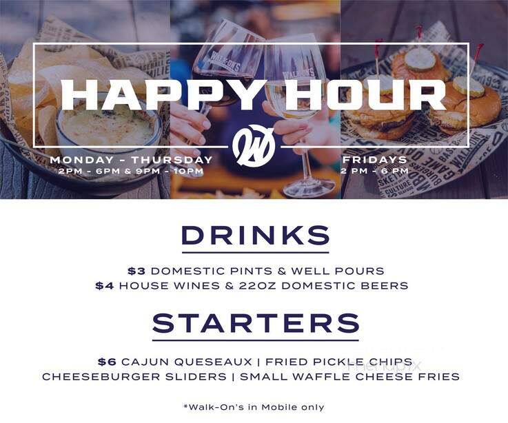 Walk-Ons - Mobile, AL menu_pic