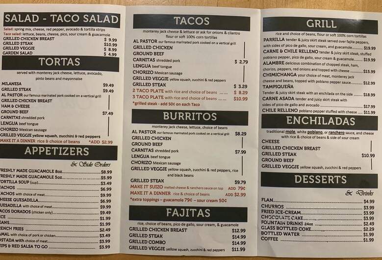 Burrito Parrilla Mexicana - Batavia, IL menu_pic