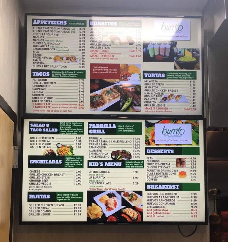Burrito Parrilla Mexicana - Batavia, IL menu_pic